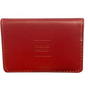 Red Leather Wells Fargo Bifold ID Card Wallet